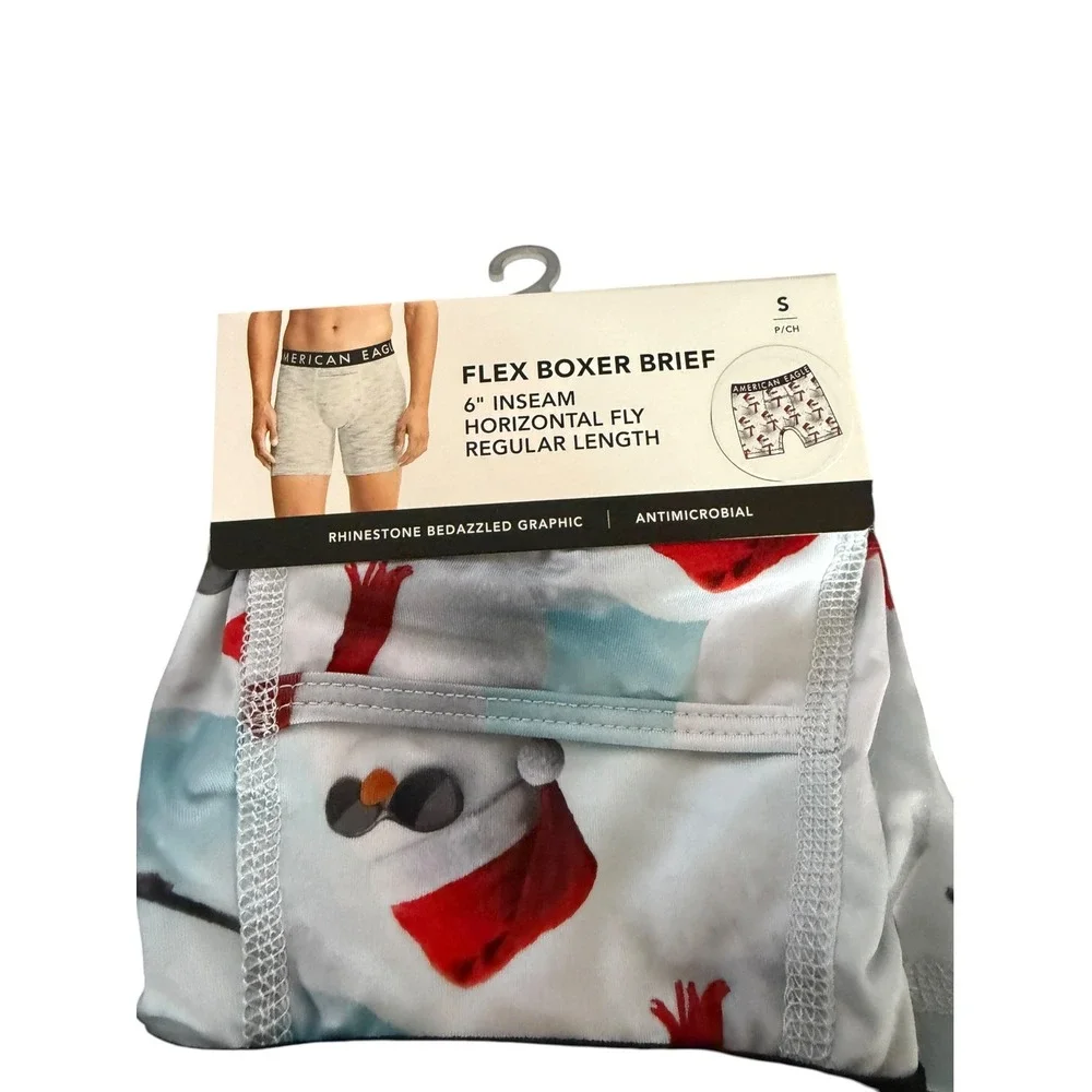American Eagle Men's Flex Boxer Briefs Small Snowman Rhinestone 6